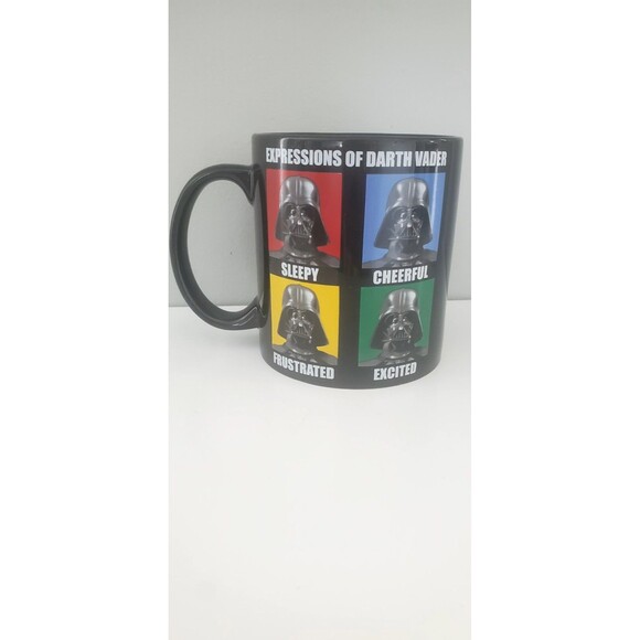 Expressions Of Darth Vader Mug Star Wars Coffee Cup 20 oz Black Ceramic Mug - Picture 2 of 4